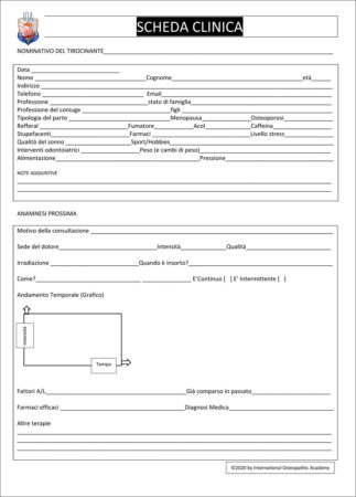 SCHEDA CLINICA - INTERNATIONAL OSTEOPATHIC ACADEMY